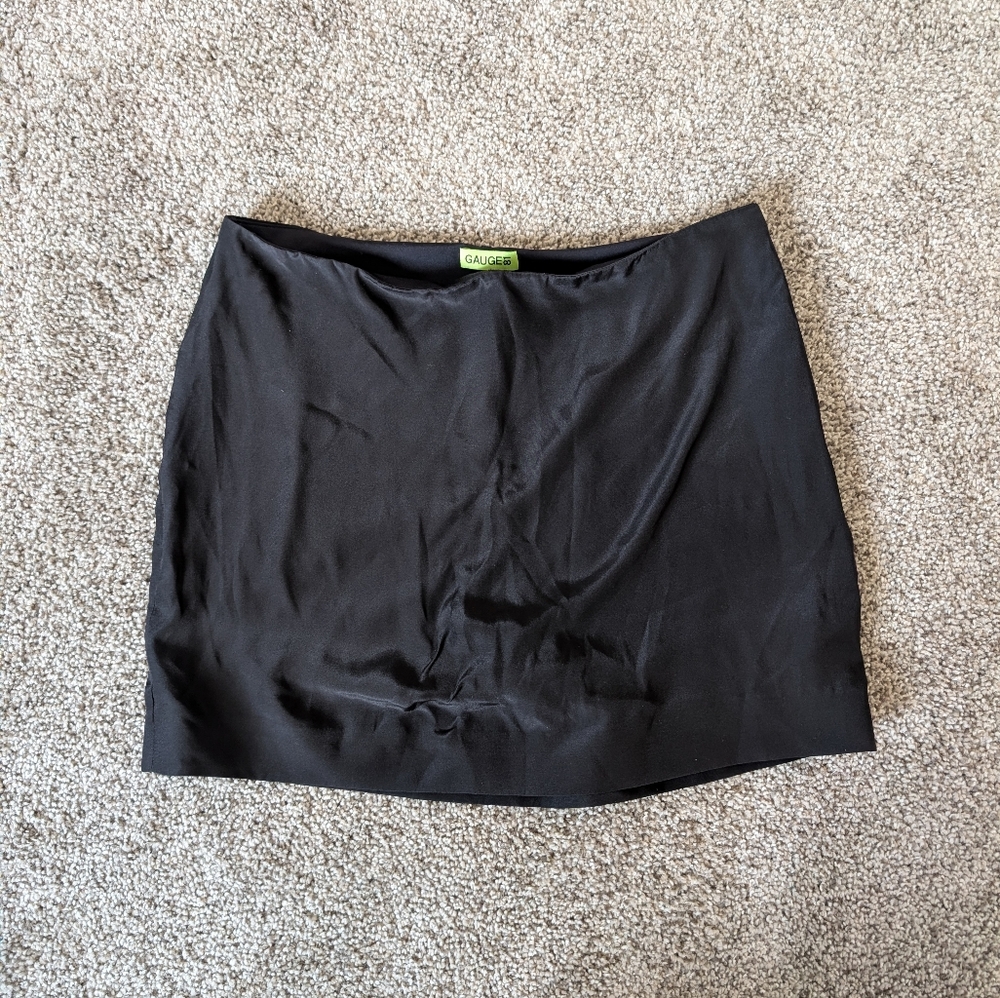 Gauge81 Black Silk Mini Skirt